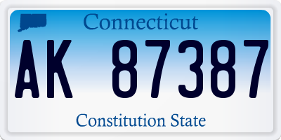 CT license plate AK87387