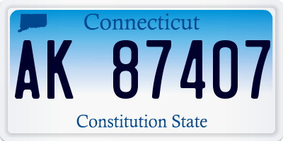 CT license plate AK87407