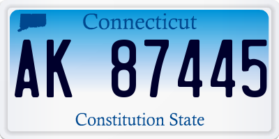 CT license plate AK87445