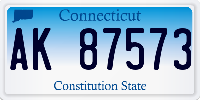 CT license plate AK87573