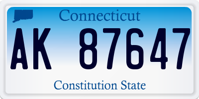 CT license plate AK87647
