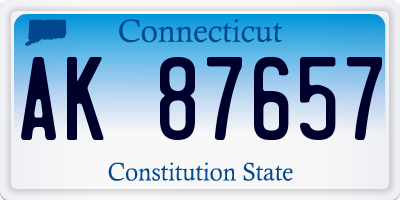 CT license plate AK87657