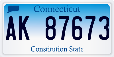 CT license plate AK87673