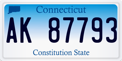 CT license plate AK87793