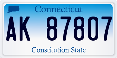 CT license plate AK87807