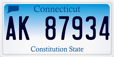 CT license plate AK87934