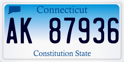 CT license plate AK87936