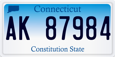 CT license plate AK87984