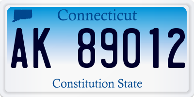 CT license plate AK89012