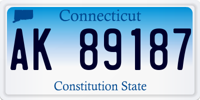 CT license plate AK89187