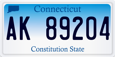 CT license plate AK89204