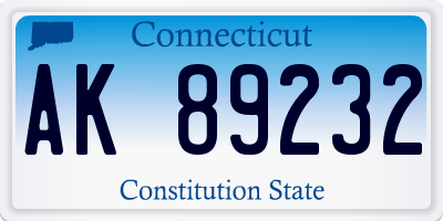 CT license plate AK89232