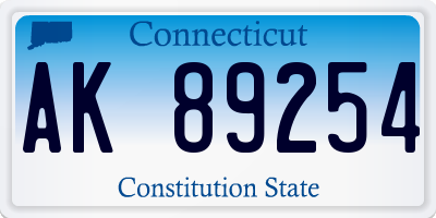 CT license plate AK89254