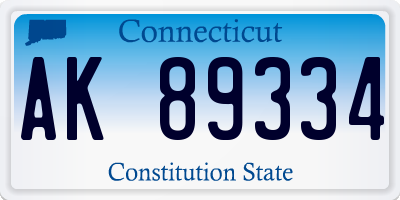 CT license plate AK89334
