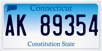 CT license plate AK89354