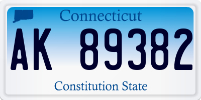 CT license plate AK89382