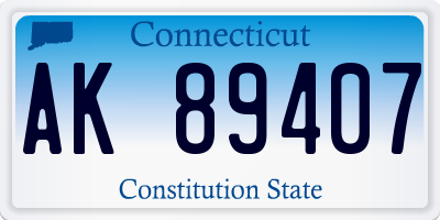 CT license plate AK89407