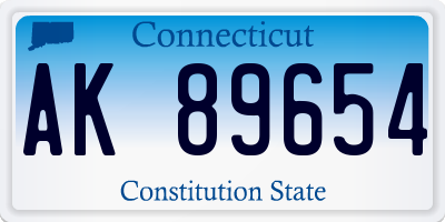 CT license plate AK89654