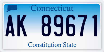 CT license plate AK89671