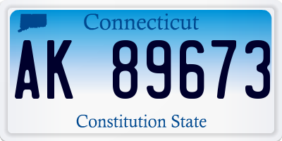 CT license plate AK89673