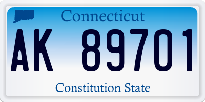 CT license plate AK89701