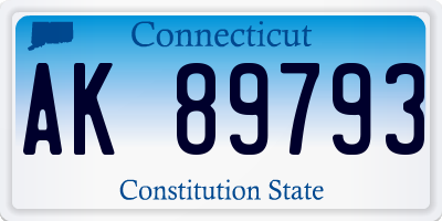 CT license plate AK89793