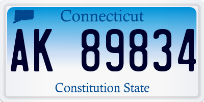 CT license plate AK89834