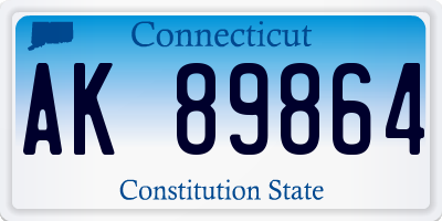 CT license plate AK89864