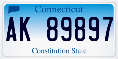 CT license plate AK89897