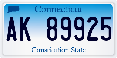 CT license plate AK89925