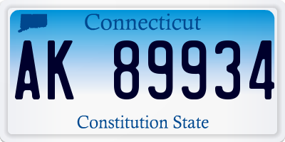 CT license plate AK89934