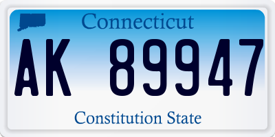 CT license plate AK89947