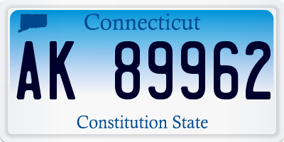 CT license plate AK89962