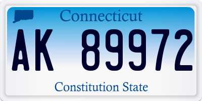 CT license plate AK89972