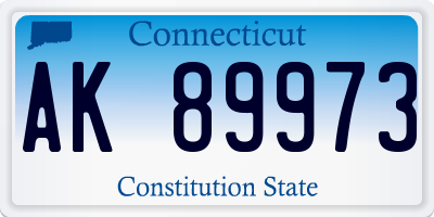CT license plate AK89973