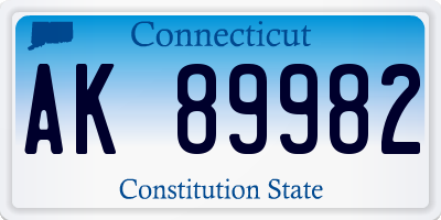 CT license plate AK89982