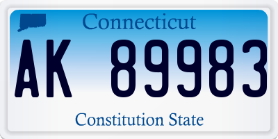 CT license plate AK89983