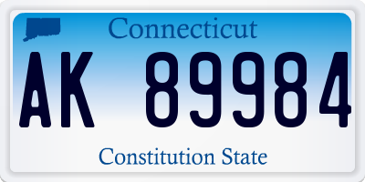 CT license plate AK89984