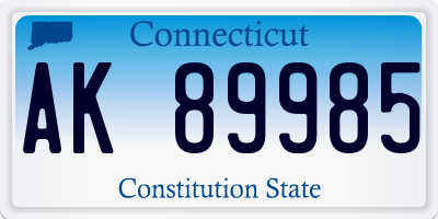 CT license plate AK89985