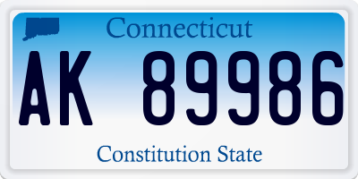 CT license plate AK89986