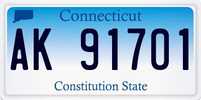 CT license plate AK91701