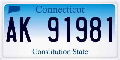 CT license plate AK91981