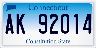 CT license plate AK92014