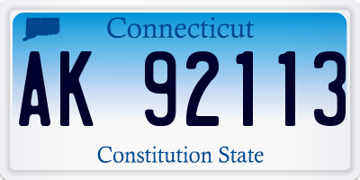 CT license plate AK92113