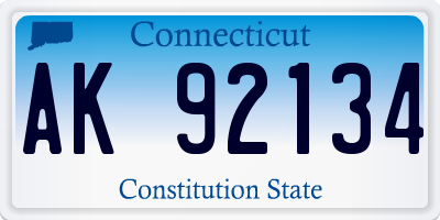 CT license plate AK92134