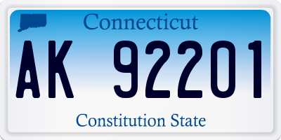 CT license plate AK92201