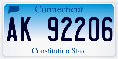 CT license plate AK92206