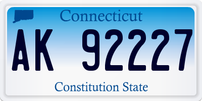 CT license plate AK92227