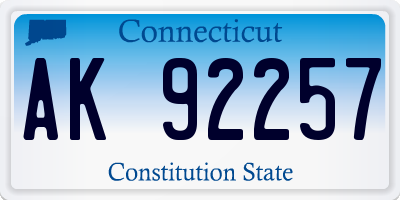 CT license plate AK92257