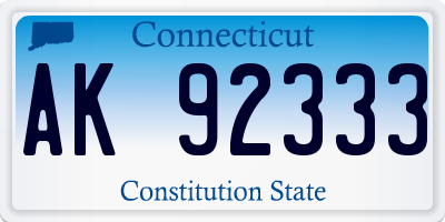 CT license plate AK92333